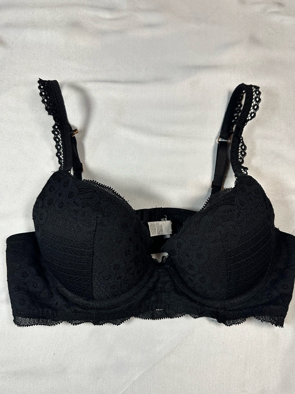 aerie Black Lace Push-Up Longline Bra